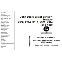 John Deere Tractors X300 X304 X310 X320 X324 X360 Operator's Manual