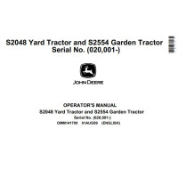 John Deere Yard And Garden Tractor S2048 S2554 Operators Manual