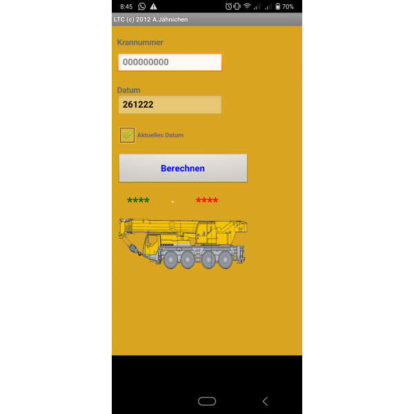 Liebherr Liccon 1 & 2 Day Code Calculator for Service Level 1, 2, 3 