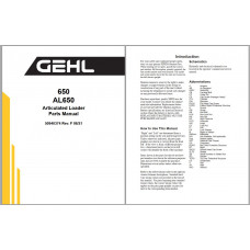 Gehl Heavy Equipment Articulated Loader Parts Manual