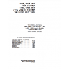 John Deere Skidder 540E, 640E, 740E, 548E, 648E, 748E Operation And Test Manual