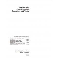 John Deere Feller Buncher 840, 740 Operation And Test Manual