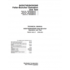 John Deere Feller Buncher 643H, 843H, 740, 840 Operation And Test Manual