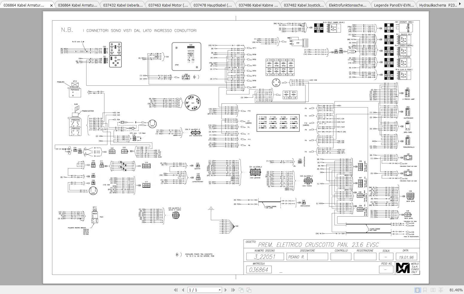Merlo Panoramic P23.6 Hydraulic & Electrical Diagram